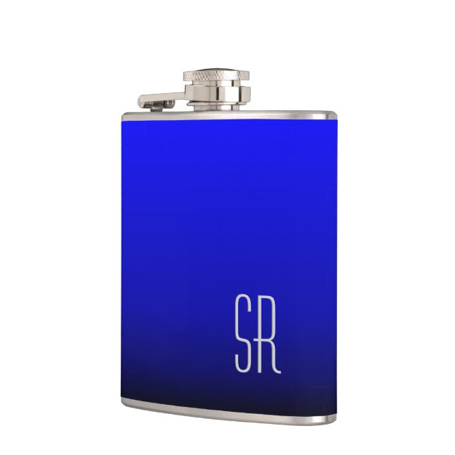 Cobalt Blue Monogram Hip Flask (Left)
