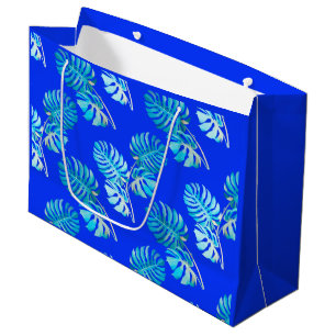 Cobalt Blue Monstera Breeze Large Gift Bag