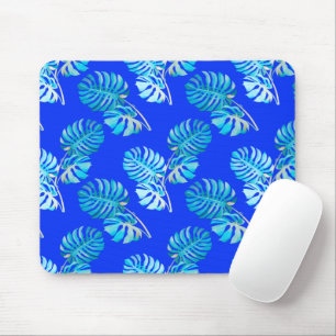Cobalt Blue Monstera Breeze Mouse Pad