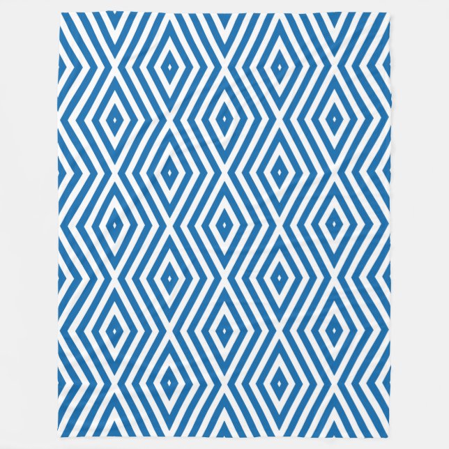 Cobalt Blue Moods Diamond Chevrons Fleece Blanket (Front)