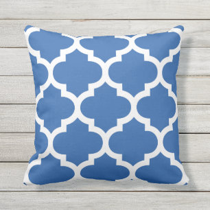 Cobalt Blue Moroccan Quatrefoil Outdoor Pillows