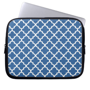 Cobalt Blue Moroccan Tile Trellis Laptop Sleeve