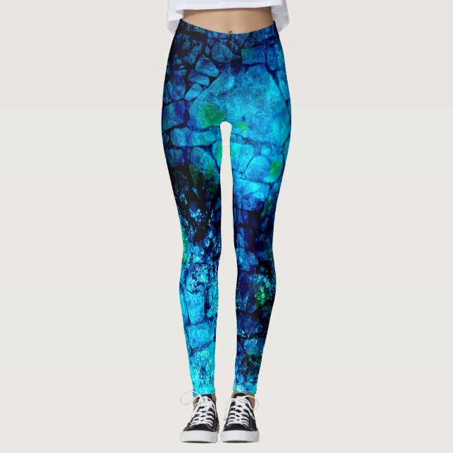 Cobalt Blue Ocean Floor Water Texture Leggings (Front)