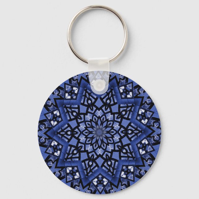 Cobalt blue pattern keychain (Front)