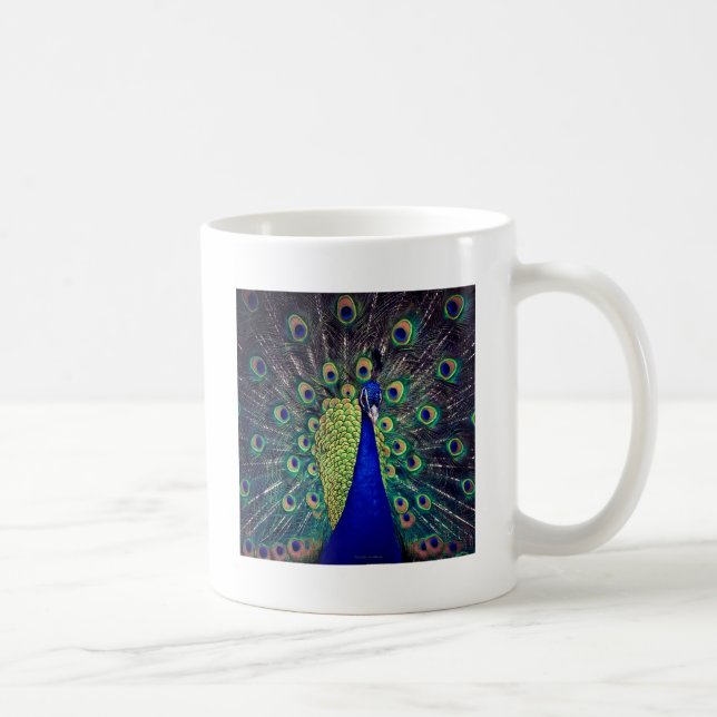 Cobalt Blue Peacock Coffee Mug (Right)