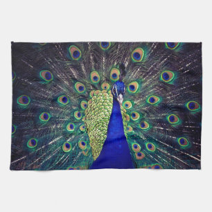 Cobalt Blue Peacock Kitchen Towel