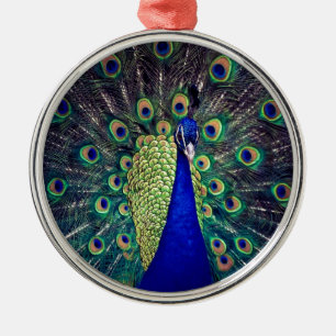 Cobalt Blue Peacock Metal Ornament