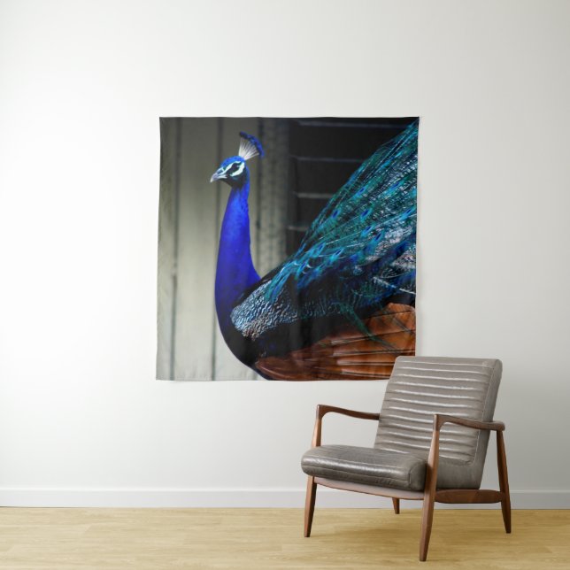 Cobalt Blue Peacock Tapestry (In Situ (Horizontal))