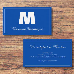 Cobalt Blue Personalized Monogram Letter Name Business Card