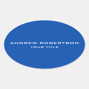 Cobalt Blue Plain Elegant Minimalist Simple Oval Sticker