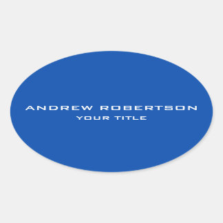 Cobalt Blue Plain Elegant Minimalist Simple Oval Sticker