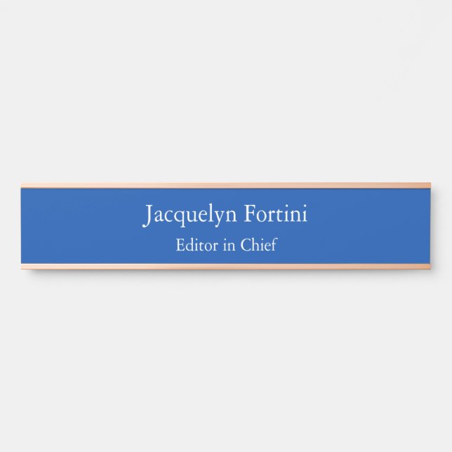 Cobalt Blue Plain Elegant Modern Minimalist Door Sign (Front)