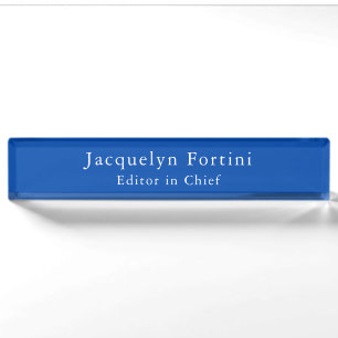 Cobalt Blue Plain Elegant Modern Minimalist Nameplate