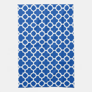 Cobalt Blue Quatrefoil Trellis Pattern Kitchen Tow Towel