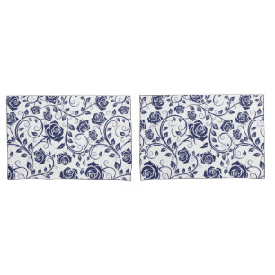 Cobalt Blue Roses Pillowcase