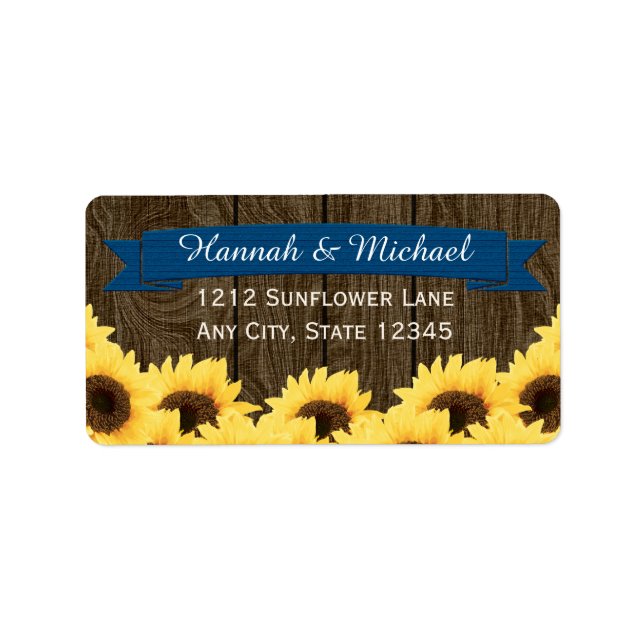 COBALT BLUE RUSTIC SUNFLOWER RETURN ADDRESS LABEL (Front)