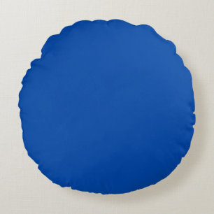 Cobalt Blue Solid Colour Classic Elegant Round Pillow