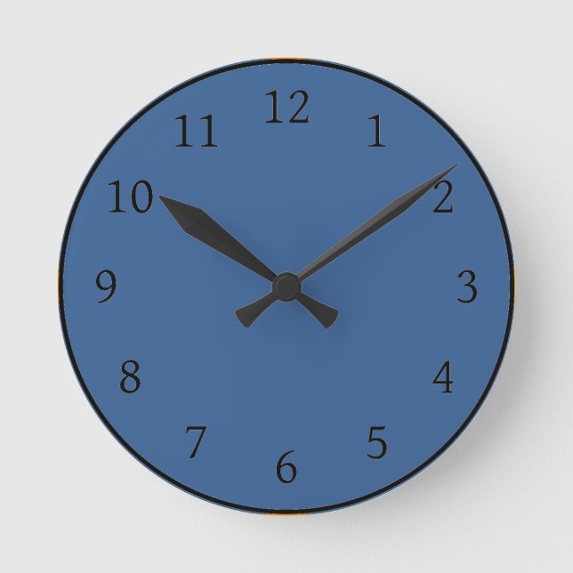 Cobalt Blue Solid Colour Round Clock (Front)