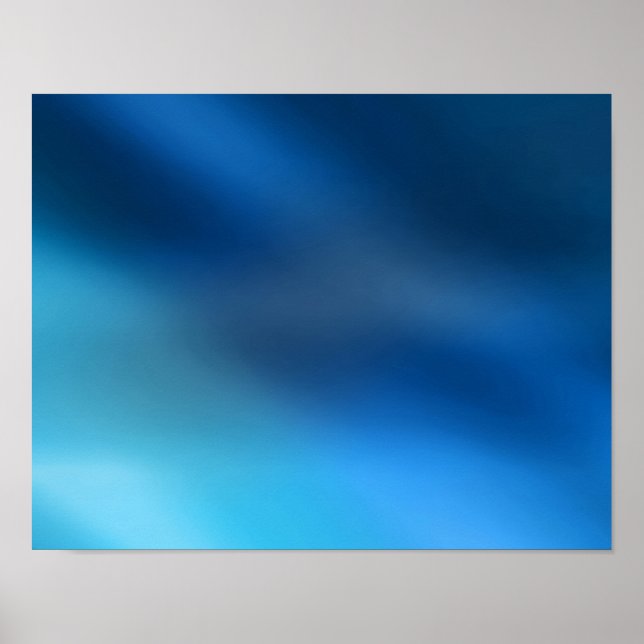Cobalt Blue Turquoise & Gray Abstract Glow Modern Poster (Front)