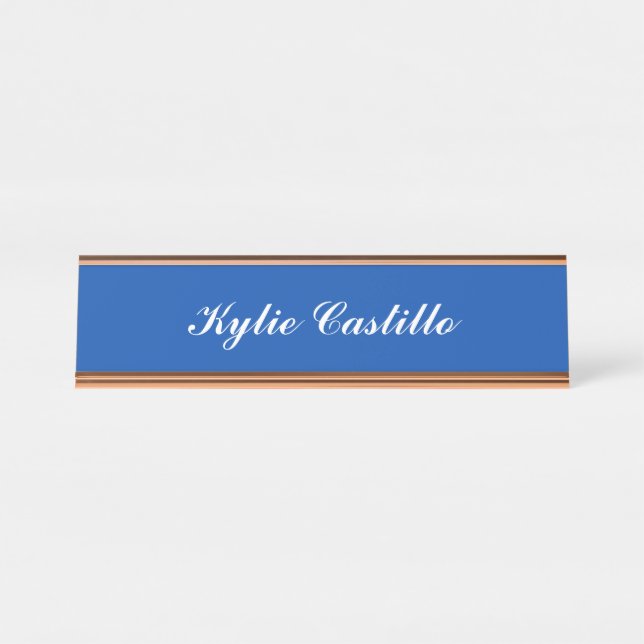 Cobalt Blue Unique Professional Calligraphy Desk Name Plate (Front)
