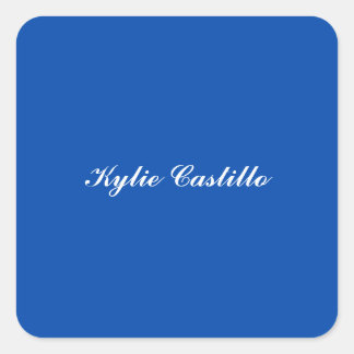 Cobalt Blue Unique Professional Calligraphy Name Square Sticker