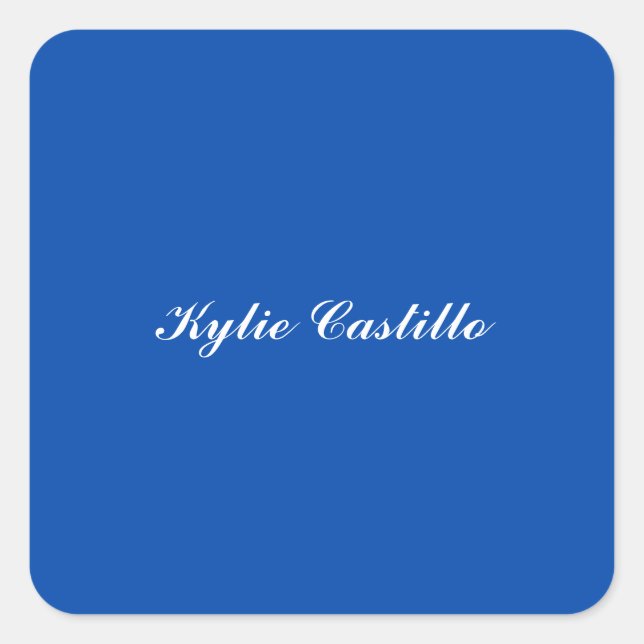 Cobalt Blue Unique Professional Calligraphy Name Square Sticker (Front)