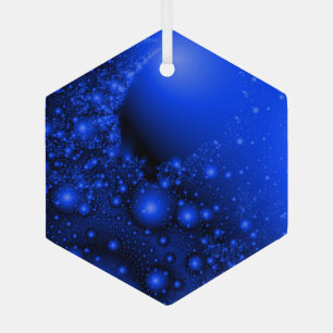 Cobalt Blue Universe Fractal Art Suncatcher Glass Ornament