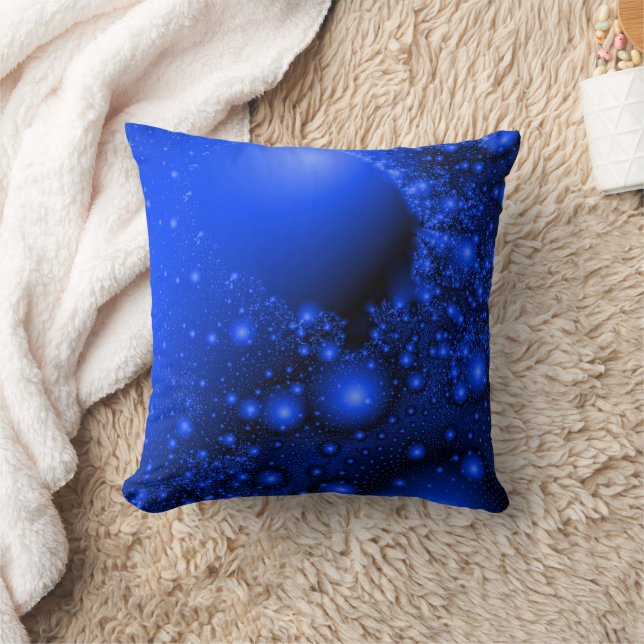 Cobalt Blue Universe Fractal Art  Throw Pillow (Blanket)
