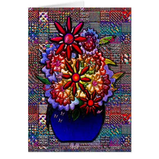 Cobalt Blue Vase with Flowers Card