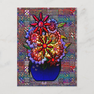 Cobalt Blue Vase with Flowers Postcard