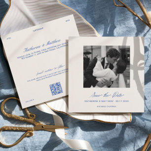 Cobalt Blue Wedding Wedding Save the Date Photo Invitation