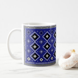 Cobalt Blue Western Geometric Folk Art Pattern Coffee Mug