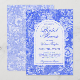 Cobalt Blue White Floral Chinoiserie Bridal Shower Invitation
