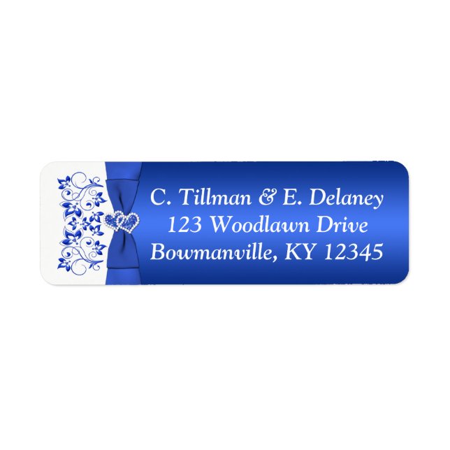 Cobalt Blue White Hearts Adresse de retour Label (Devant)