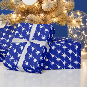 Cobalt blue white Stars pattern gift Wrapping Paper