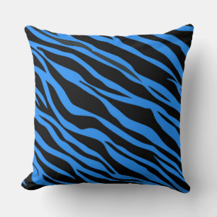 Cobalt Blue Zebra Striped Throw Pillow