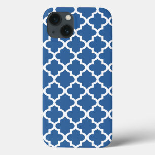 Cobalt Bright Blue Moroccan Tile Trellis iPhone 13 Case