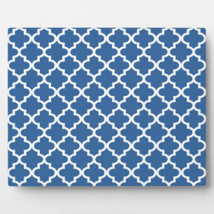 Cobalt Bright Blue Moroccan Tile Trellis Plaque