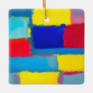 "Cobalt Carnival" Abstract Art Ceramic Ornament