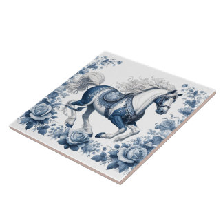Cobalt Charger: Blossoms in Motion Tile