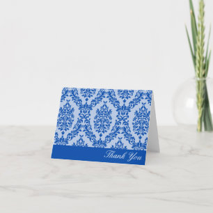 Cobalt Damask Thank You Card