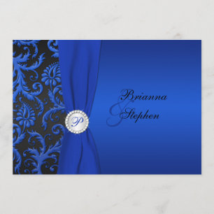 Cobalt et Black Mariage damassé Invitation II