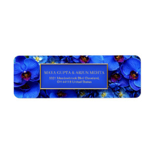 Cobalt Gilded Orchid Botanical Return Address