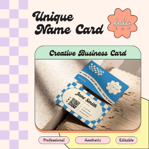 Cobalt Groovy Editable Business Card for Studio