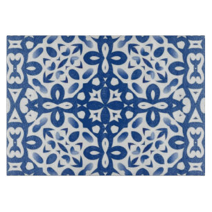 Cobalt Heritage Classic Blue and White Geometric Cutting Board