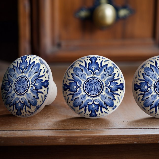 Cobalt Iberian Tiles Artistic Portugal Azulejo Ceramic Knob (Creator Uploaded)