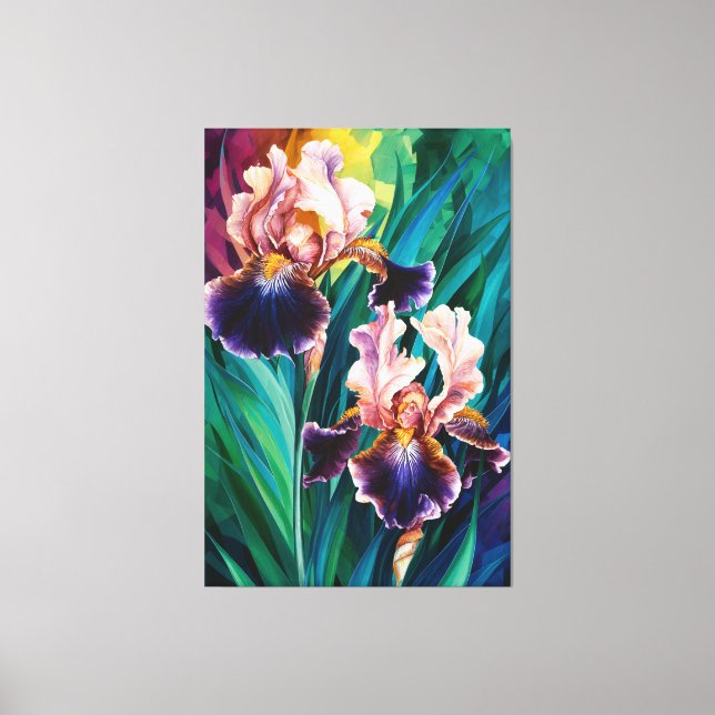 *~* Cobalt Irises  Flower Artsy Iris Painting AP84 Canvas Print (Front)