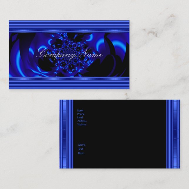 Cobalt Métal bleu Abstrait Carte de visite noir (Devant / Derrière)