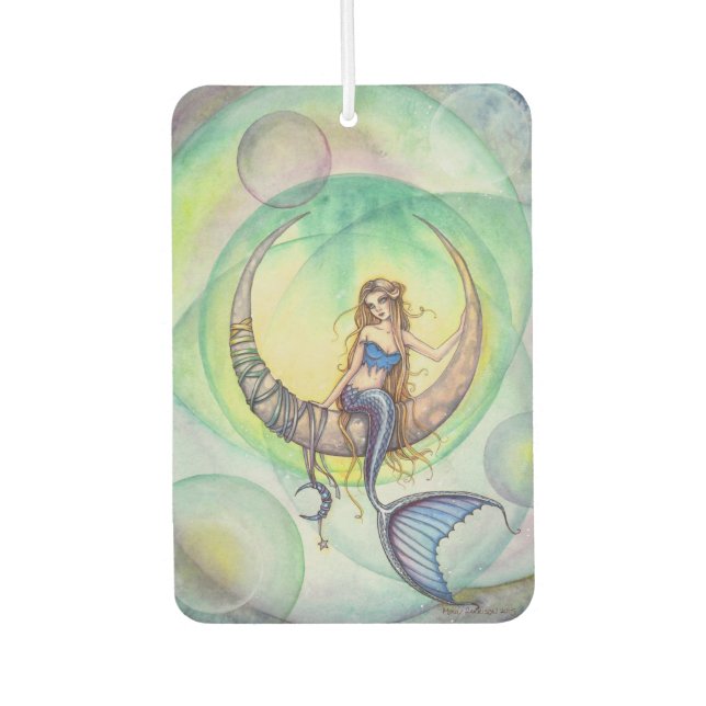 Cobalt Moon Mermaid Fantasy Art Illustration Car Air Freshener (Front)