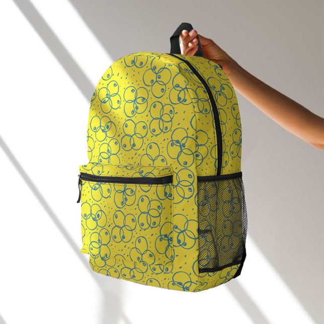 Cobalt Scribble Rings – modern Pattern Printed Backpack (Creator Uploaded)